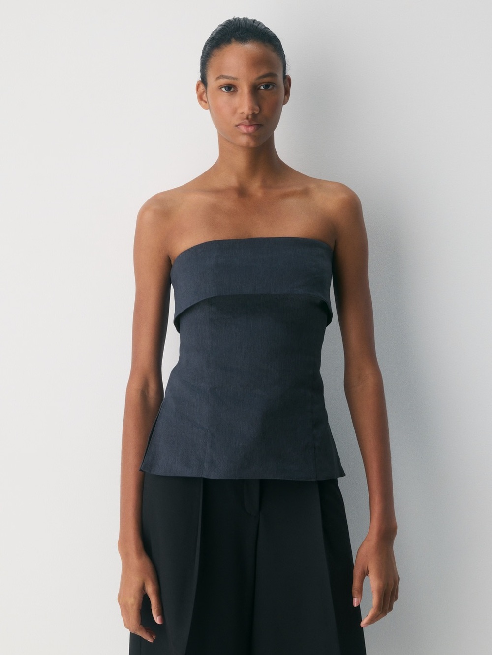 NWT Aritzia Element Linen Tube Top in Dark Night Navy 10
